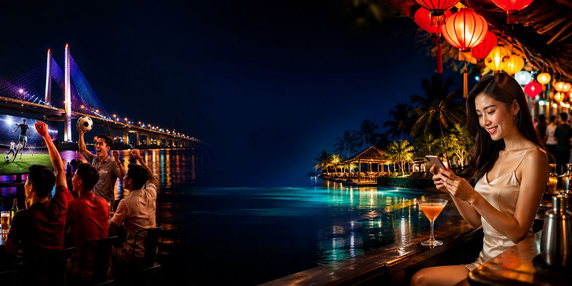 Người dùng tại chợ đêm Cần Thơ chơi casino trực tuyến trên điện thoại di động