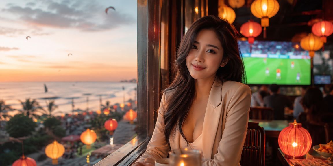 Người theo dõi kèo bóng đá bên tách cà phê tại Hội An và kiểm tra giao dịch nạp tiền trên điện thoại