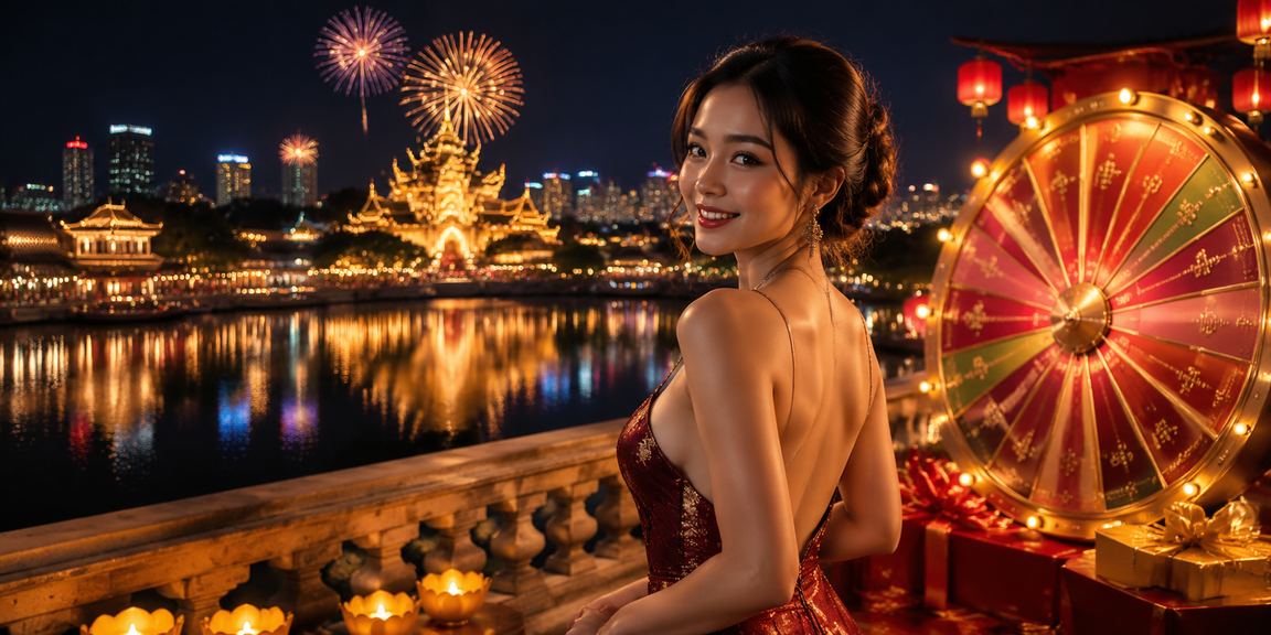 Khung cảnh bãi biển Huế với thiết bị chơi Roulette và không khí giải trí sôi động